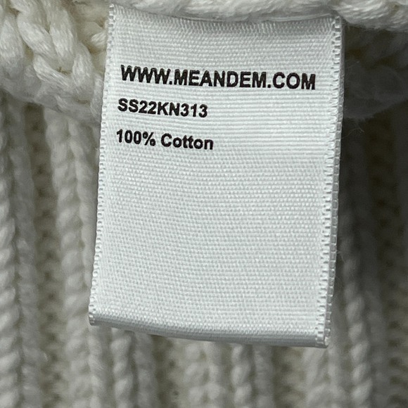ME+EM Top Women's Large White Cotton Open Stitch Pouf 1/2 Sleeve Sweater Tee - Picture 5 of 9